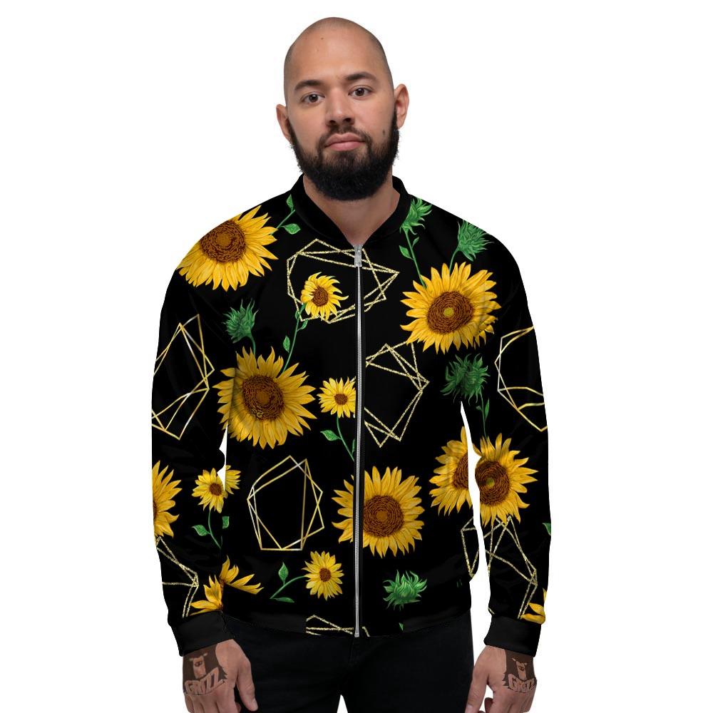 Polygonal Sunflower Print Pattern Men's Bomber Jacket-grizzshop