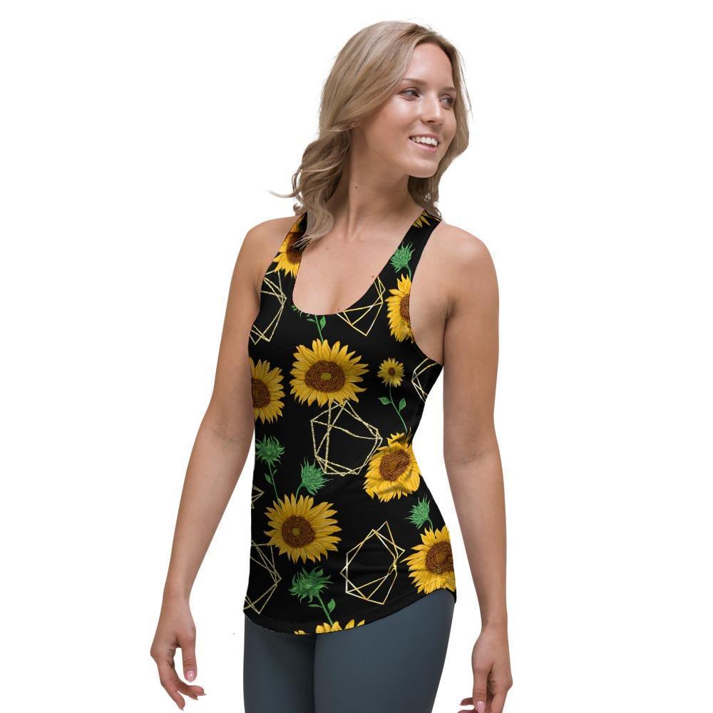 Polygonal Sunflower Women's Racerback Tank Top-grizzshop