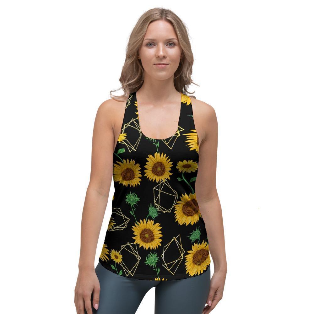 Polygonal Sunflower Women's Racerback Tank Top-grizzshop