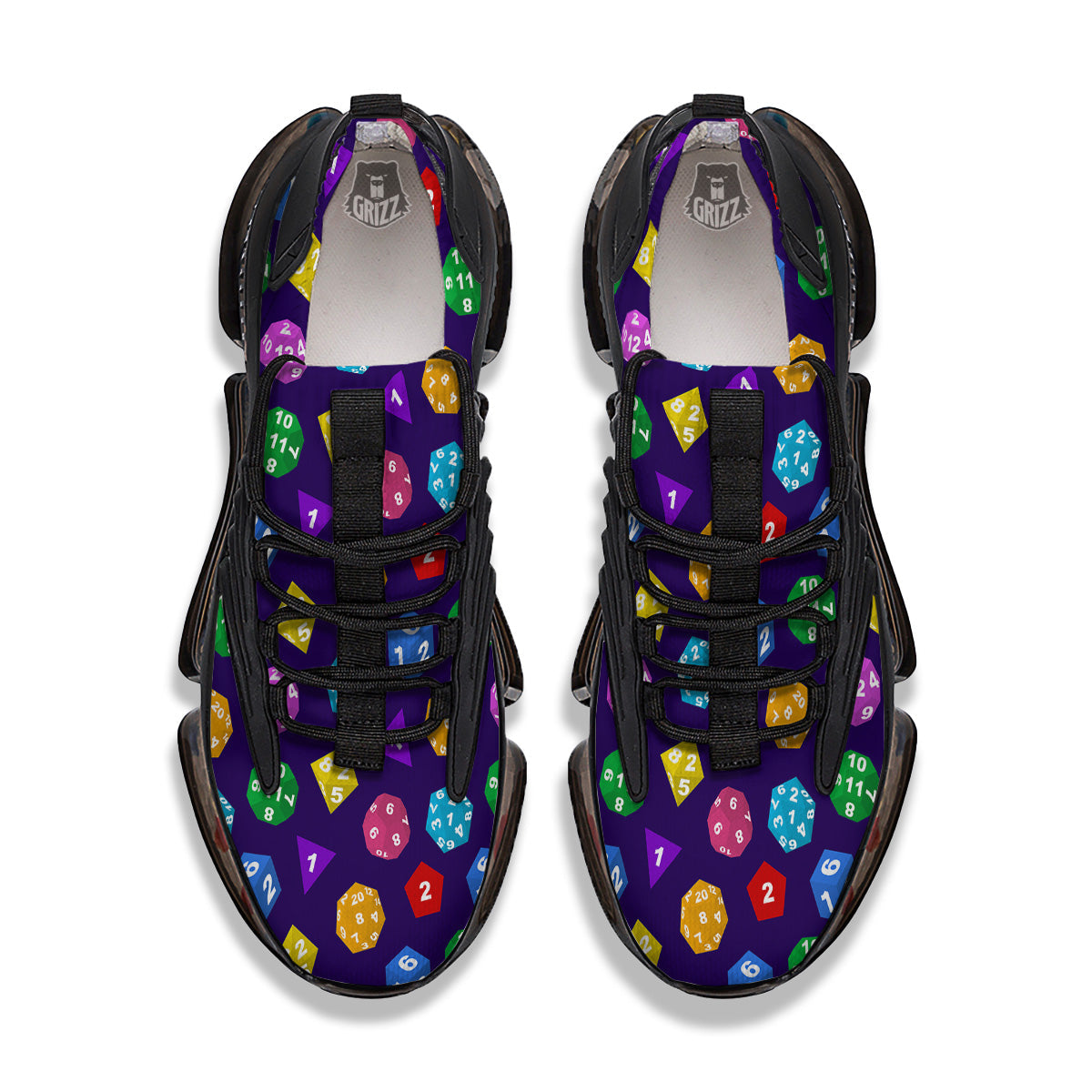 Polyhedron Dice Colorful Print Pattern Black Gym Shoes-grizzshop