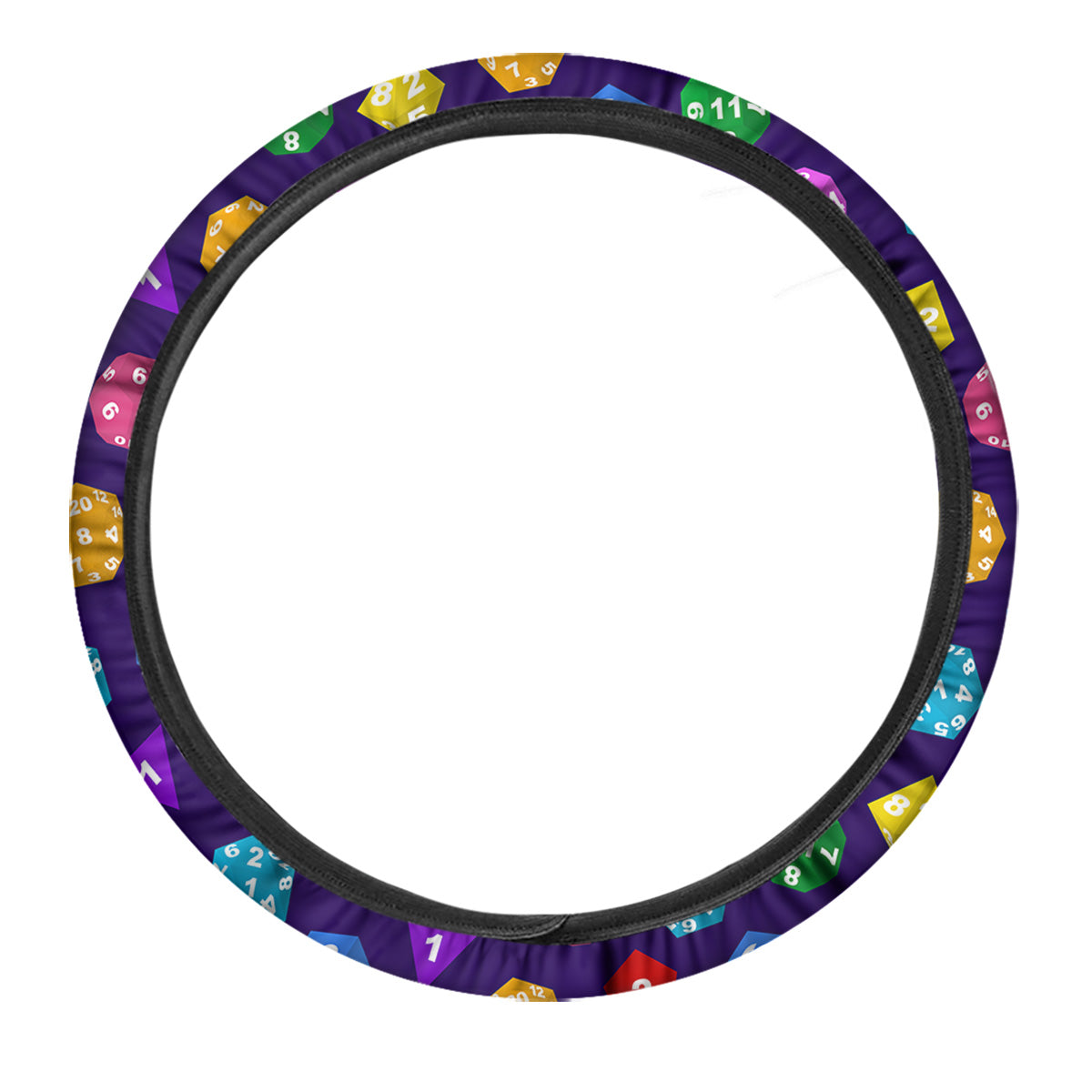 Polyhedron Dice Colorful Print Pattern Car Steering Wheel Cover-grizzshop