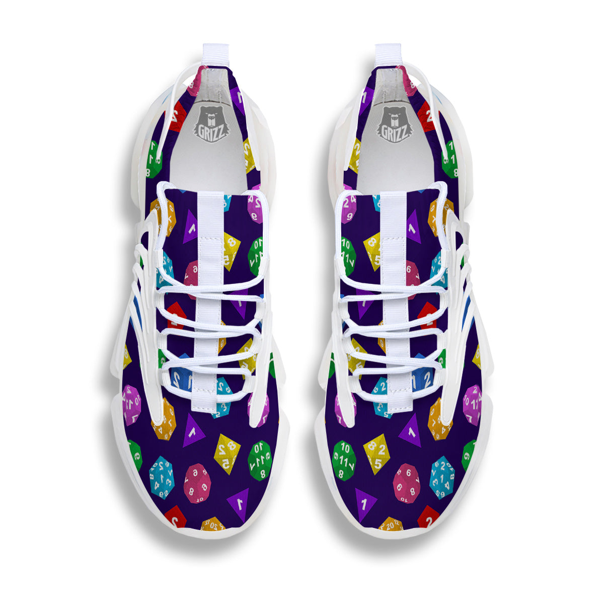 Polyhedron Dice Colorful Print Pattern White Gym Shoes-grizzshop