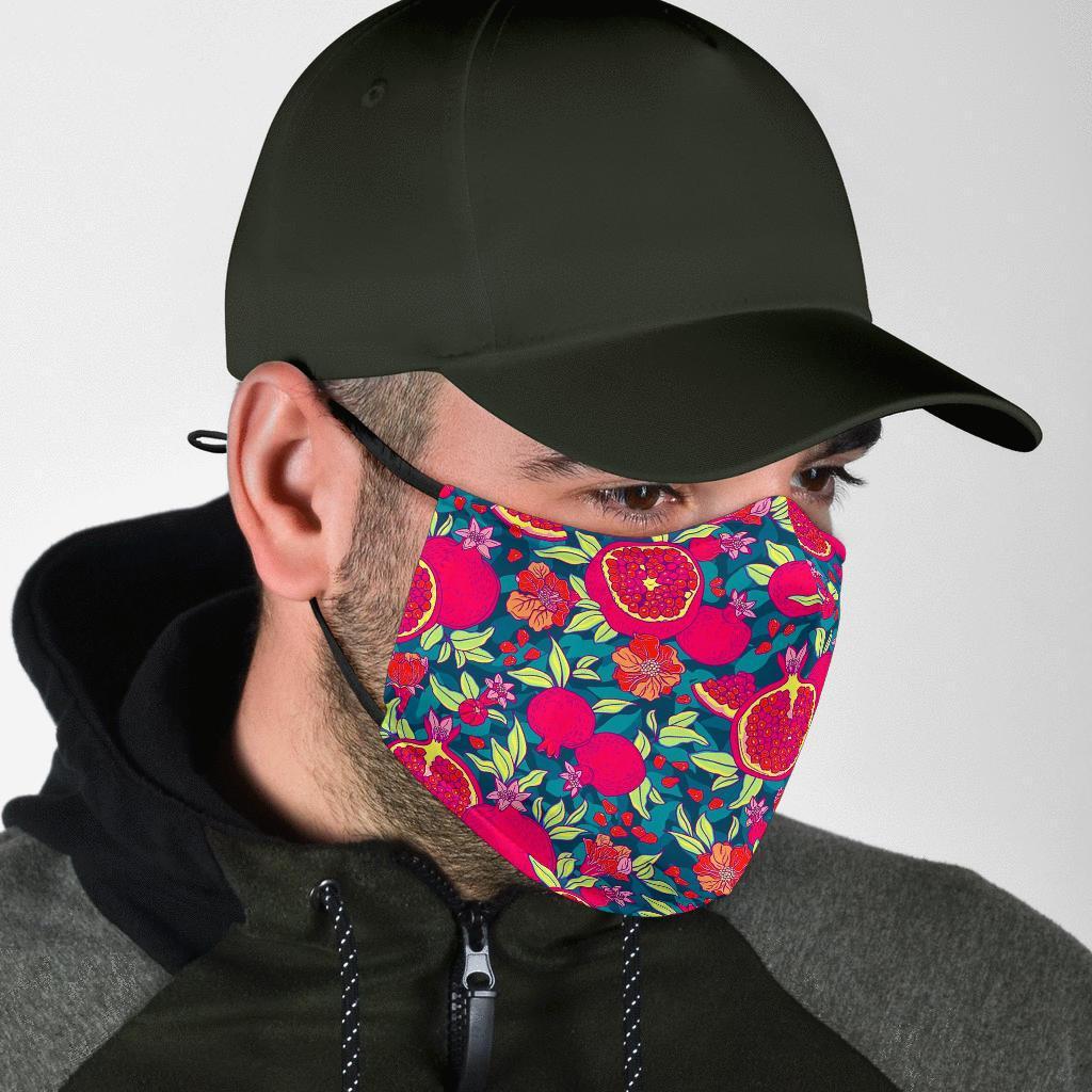Pomegranate Floral Pattern Print Face Mask-grizzshop