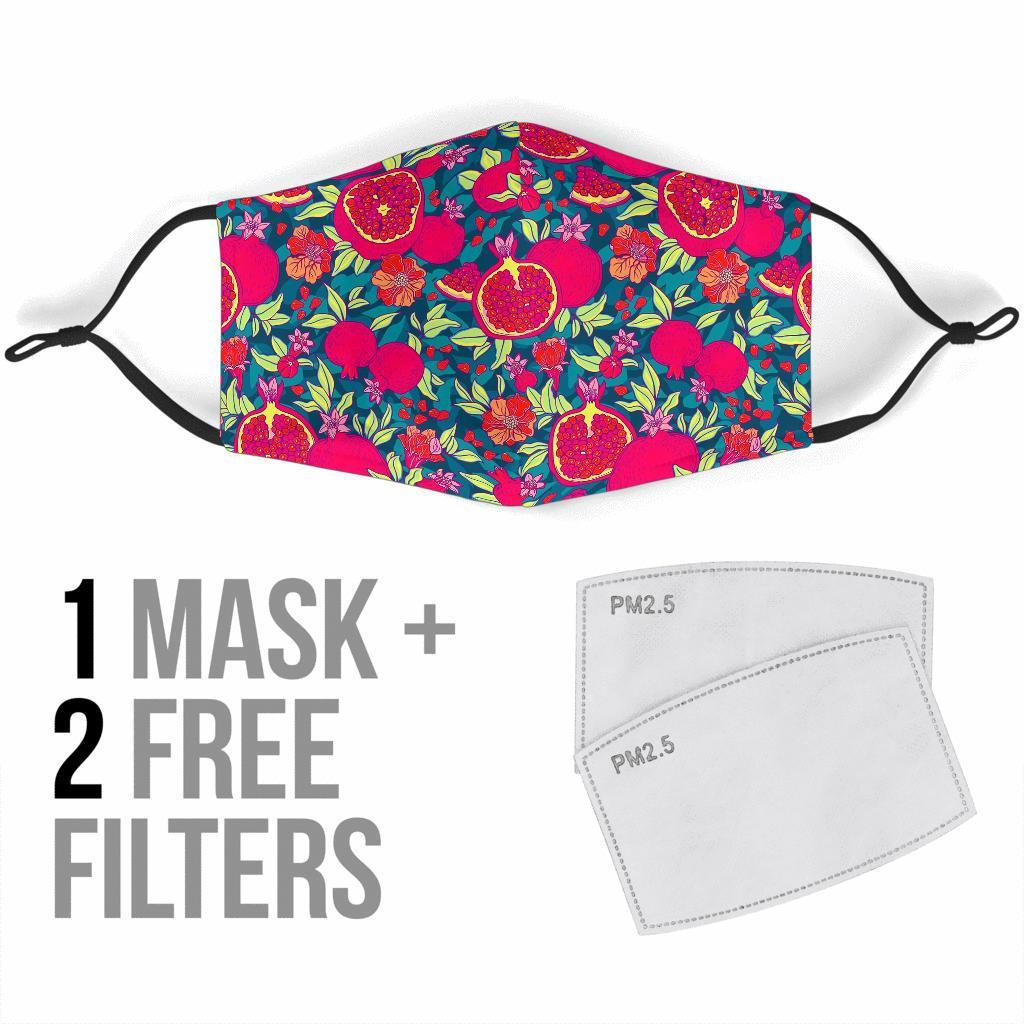 Pomegranate Floral Pattern Print Face Mask-grizzshop
