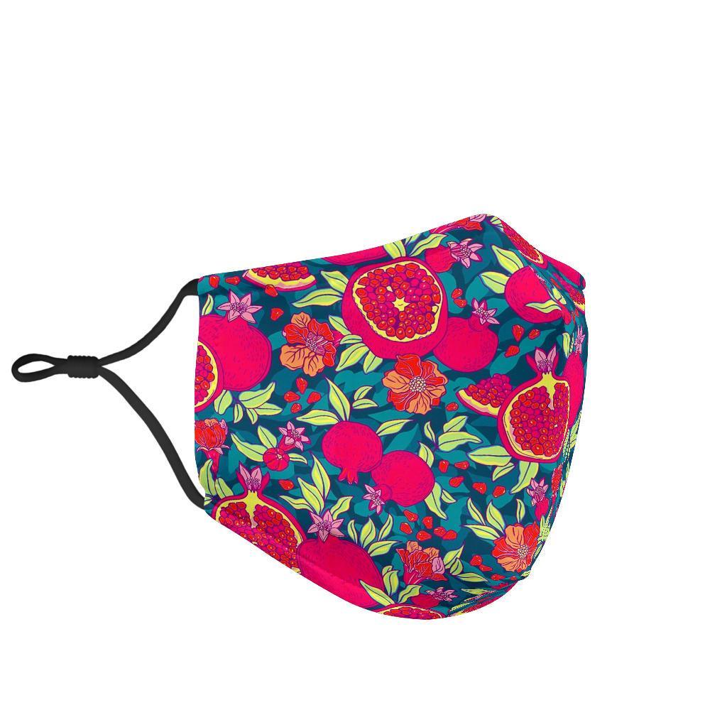 Pomegranate Floral Pattern Print Face Mask-grizzshop