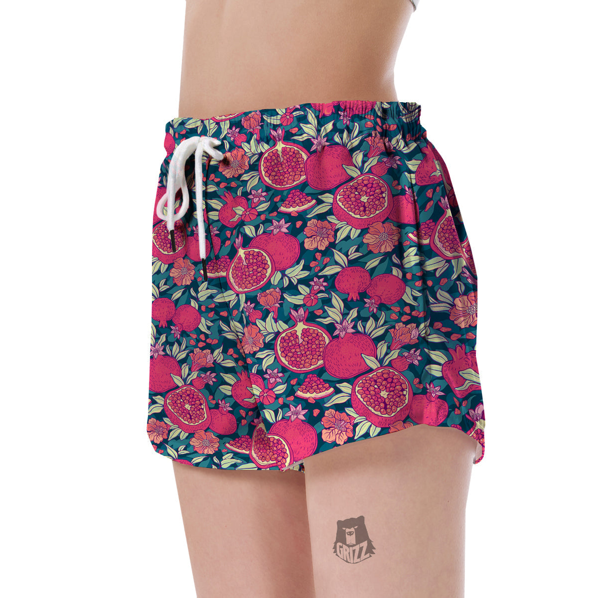 Pomegranate Floral Pattern Print Women's Shorts-grizzshop