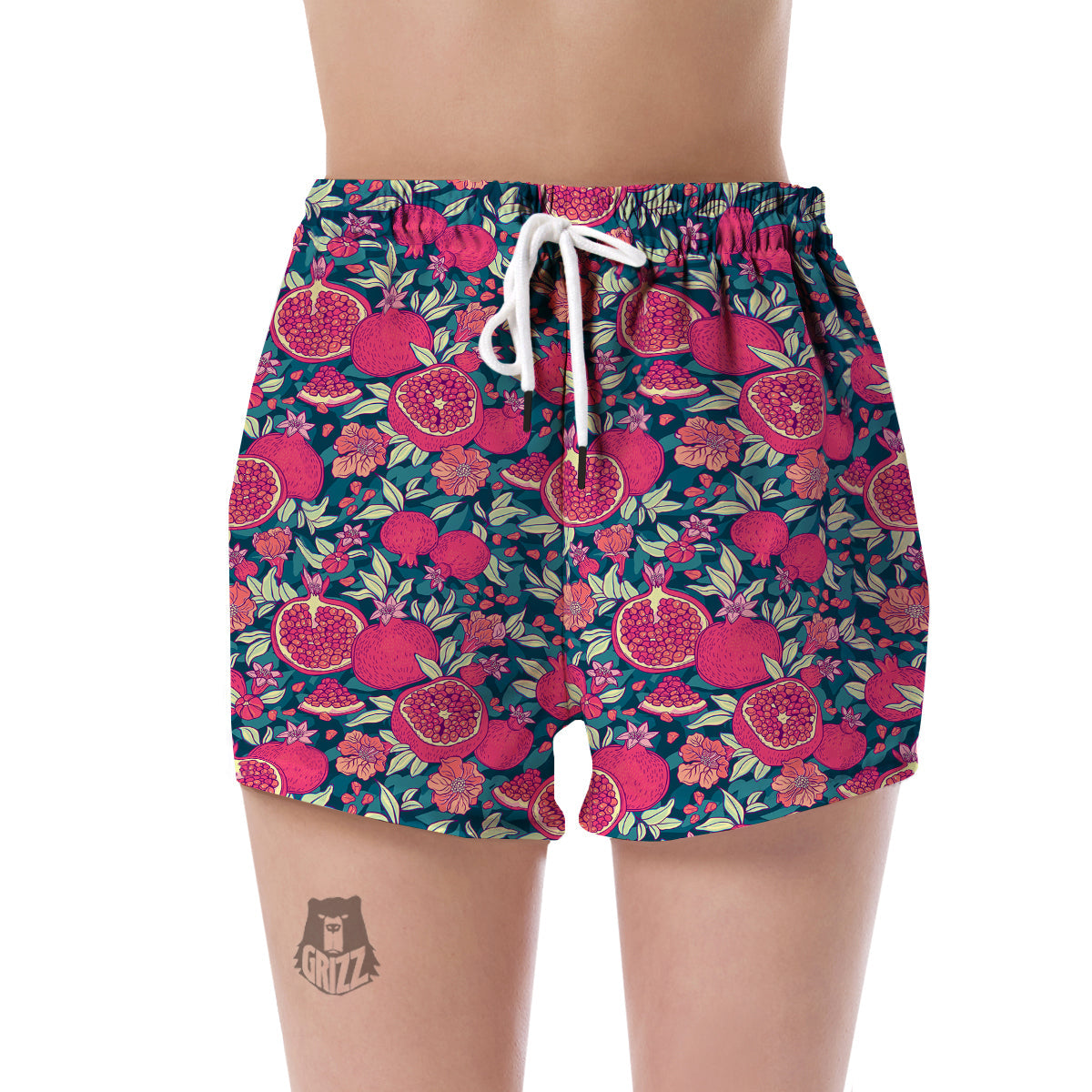 Pomegranate Floral Pattern Print Women's Shorts-grizzshop
