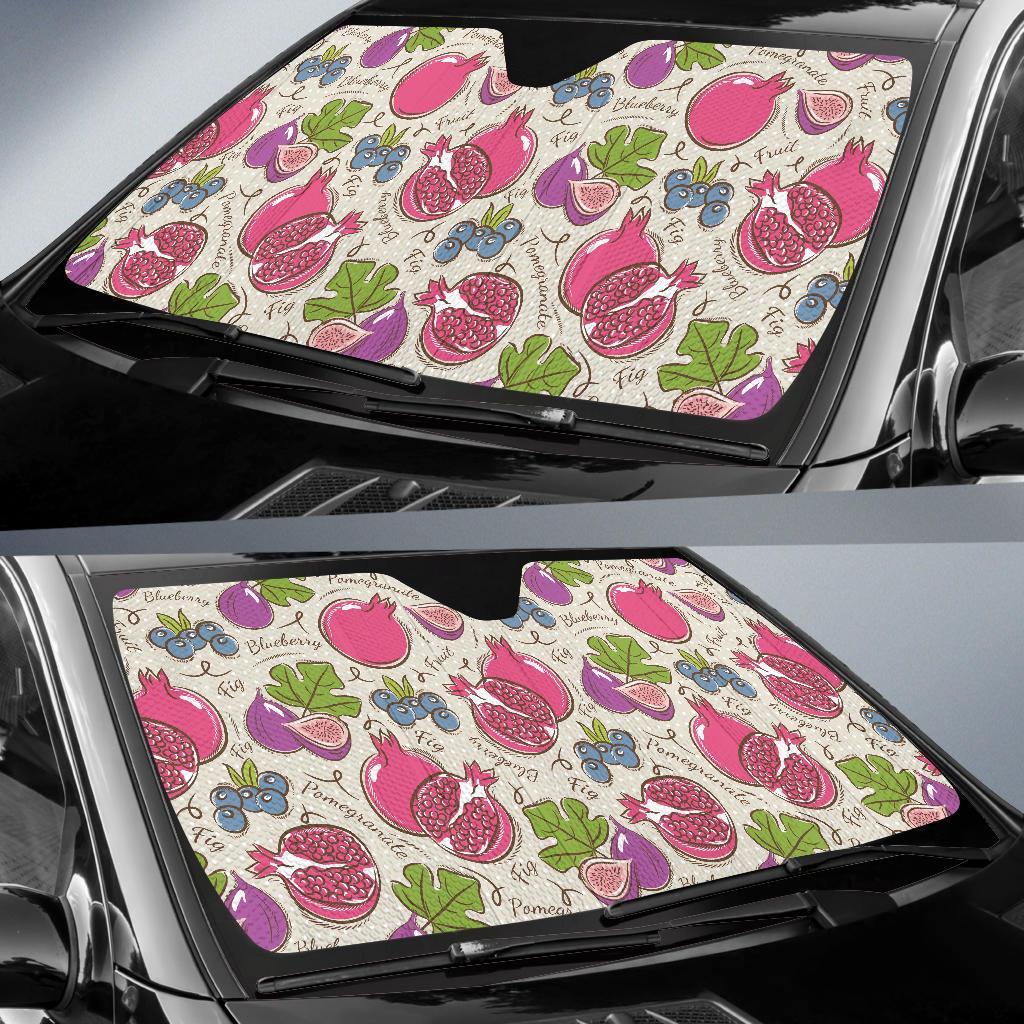 Pomegranate Fruit Pattern Print Car Sun Shade-grizzshop