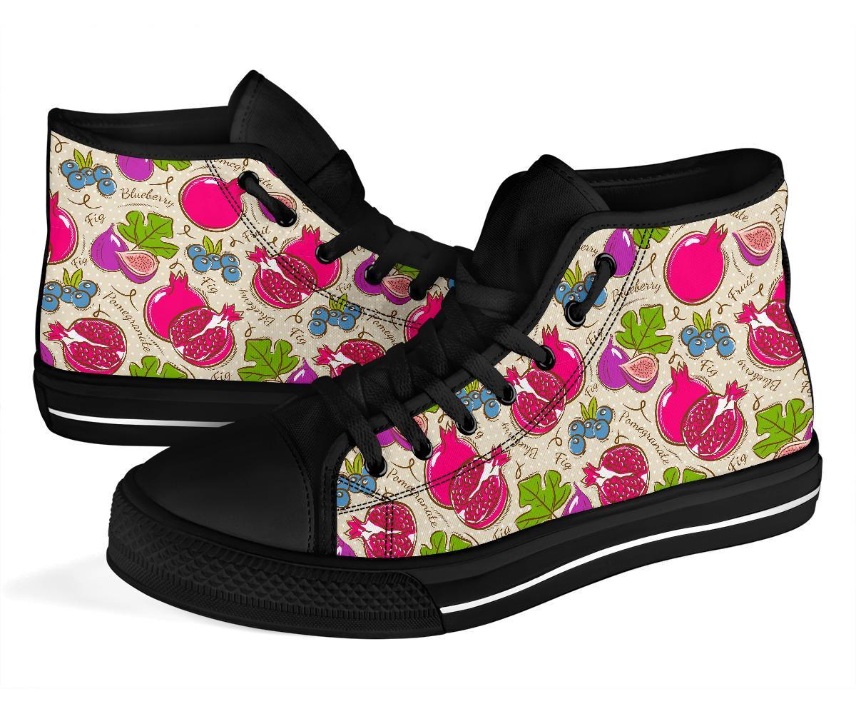 Pomegranate Fruit Pattern Print Men Women's High Top Shoes-grizzshop