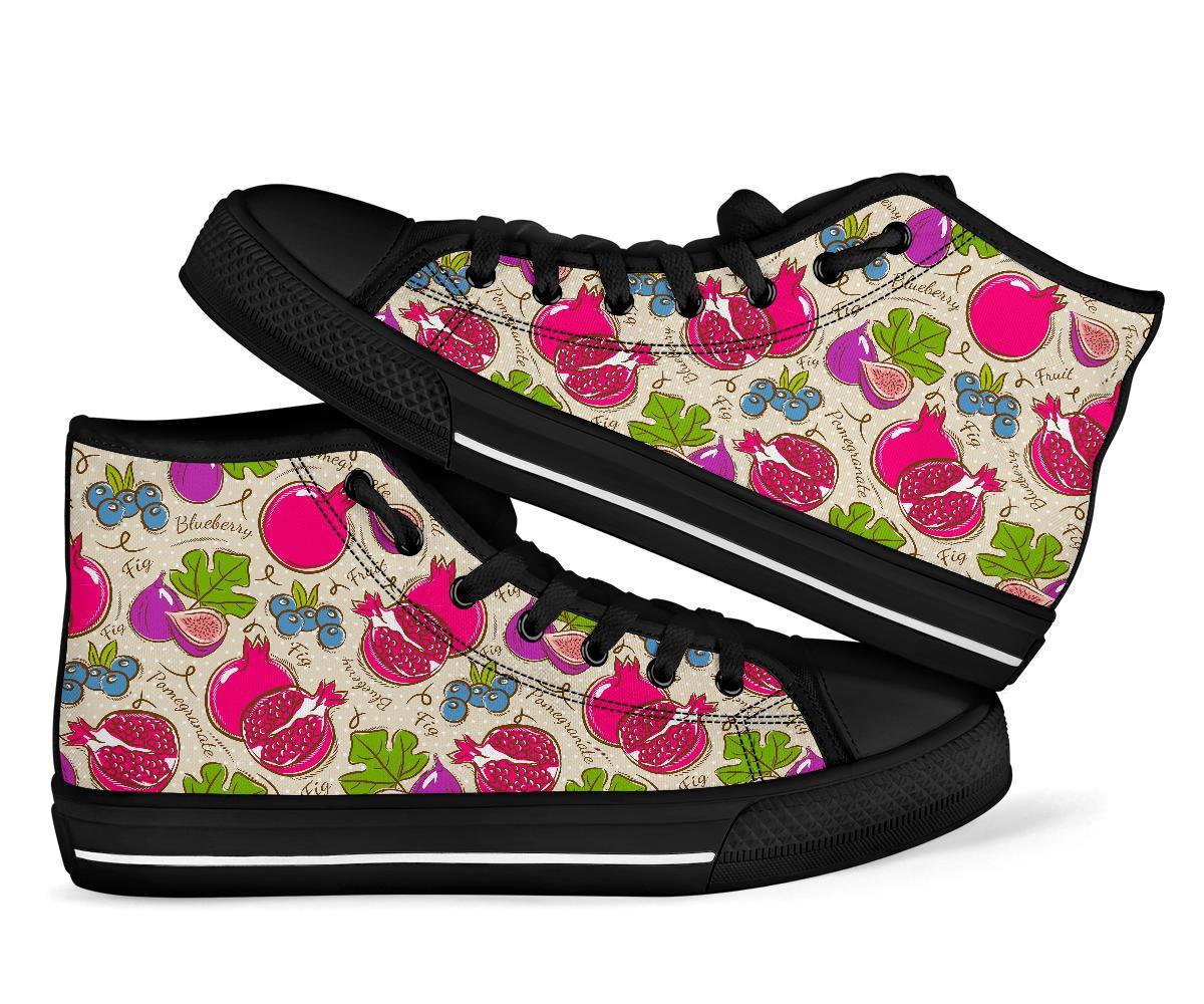 Pomegranate Fruit Pattern Print Men Women's High Top Shoes-grizzshop