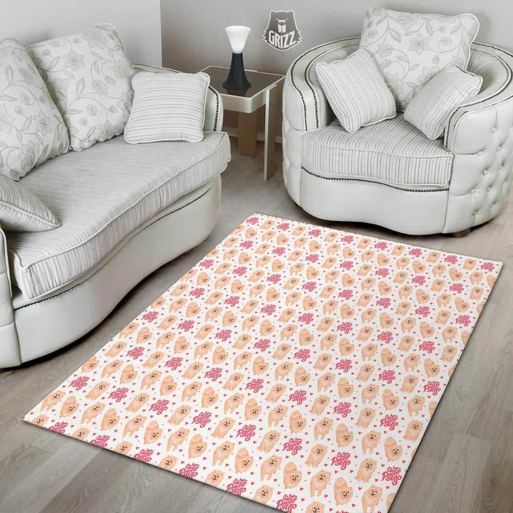 Pomeranian Cartoon Print Pattern Floor Mat-grizzshop