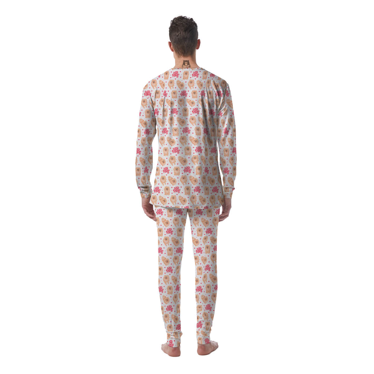 Pomeranian Cartoon Print Pattern Men's Pajamas-grizzshop