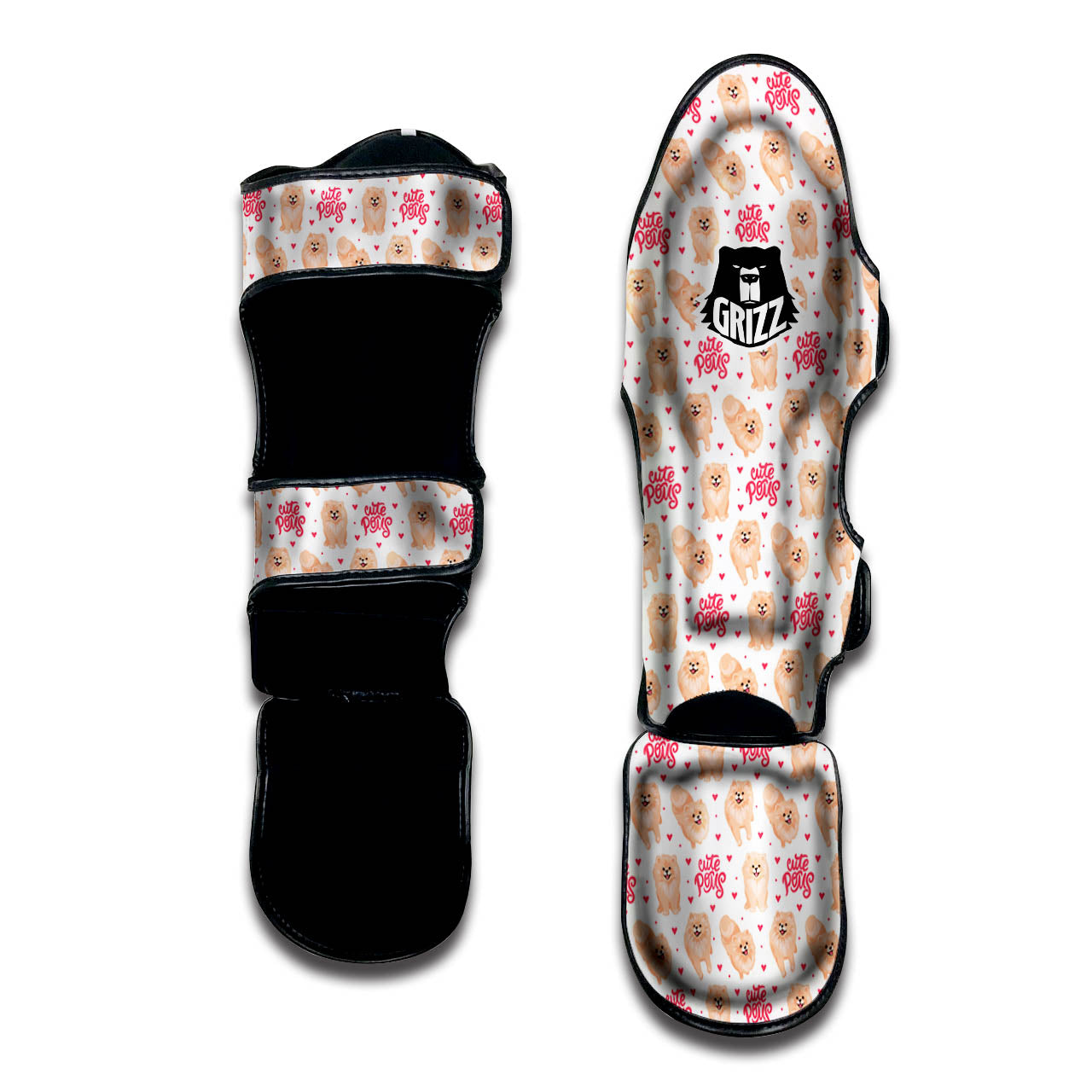 Pomeranian Cartoon Print Pattern Muay Thai Shin Guards-grizzshop