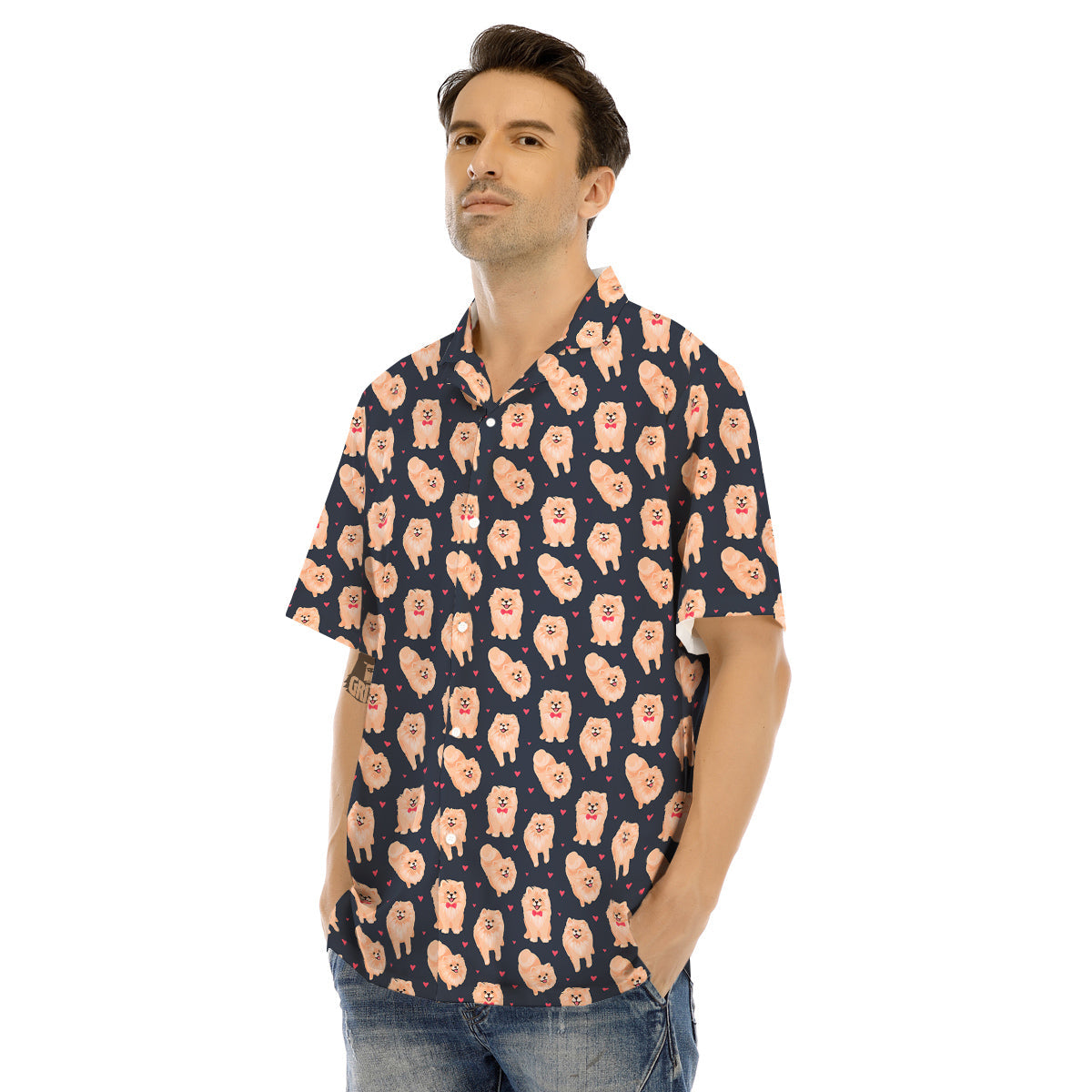 Pomeranian Cute Print Pattern Men's Hawaiian Shirt-grizzshop