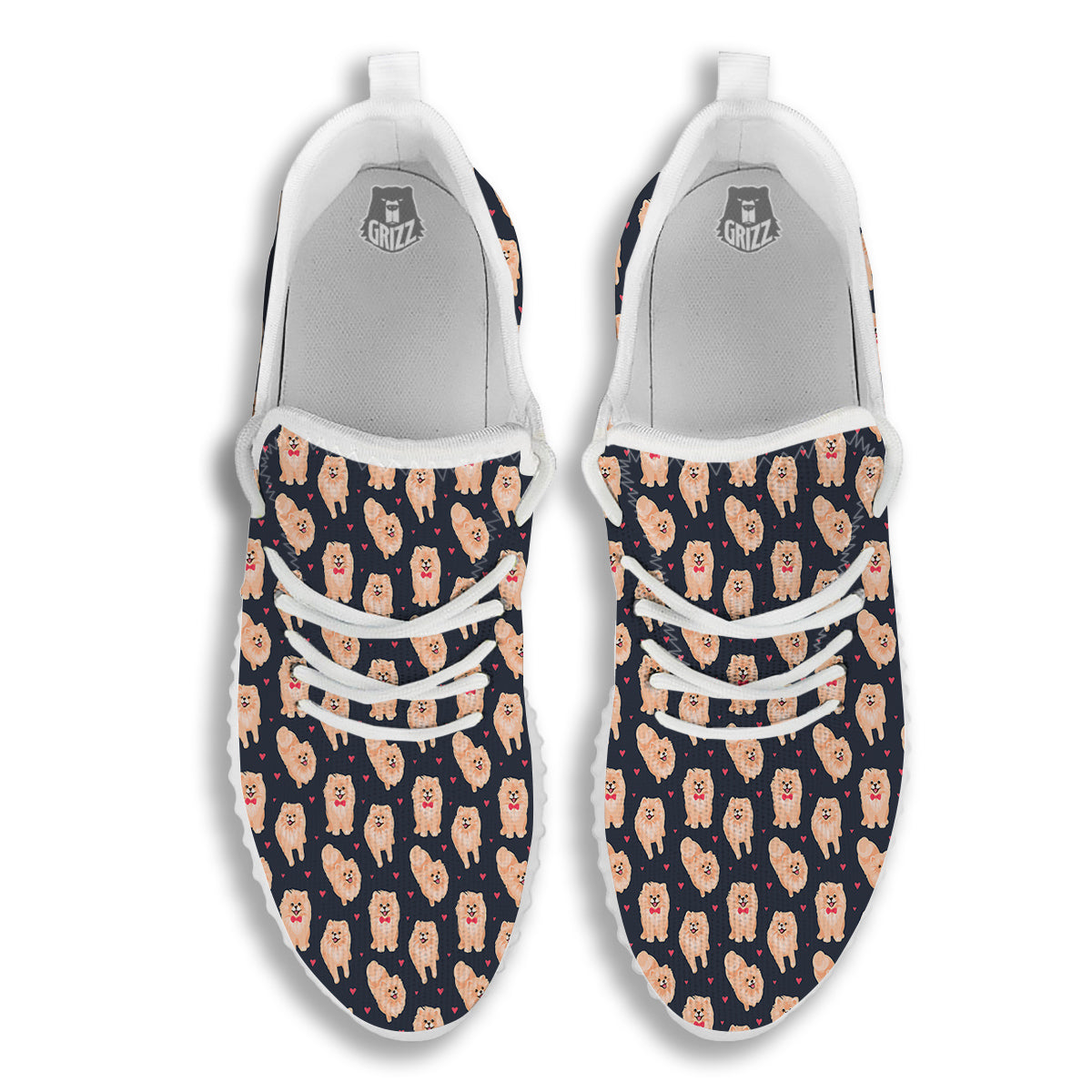 Pomeranian Cute Print Pattern White Walking Shoes-grizzshop