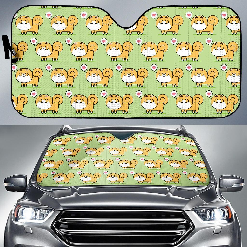 Pomeranian Dog Pattern Print Car Sun Shade-grizzshop