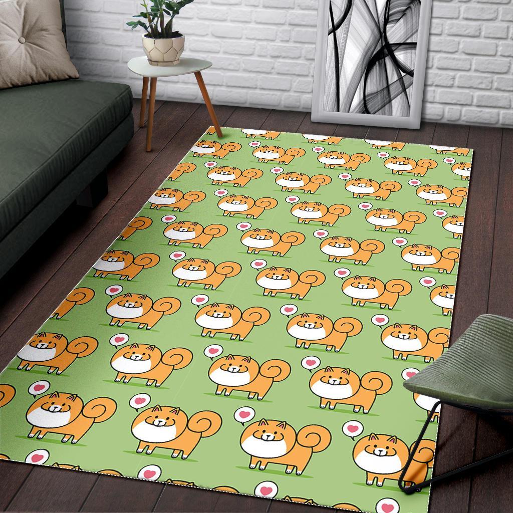 Pomeranian Dog Pattern Print Floor Mat-grizzshop