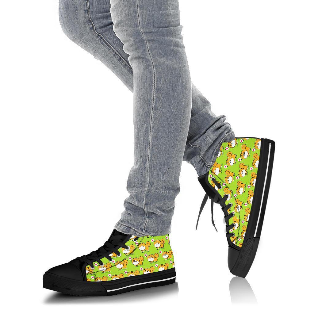 Pomeranian Dog Pattern Print Men Women's High Top Shoes-grizzshop