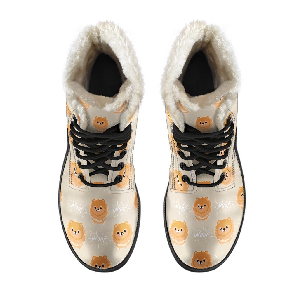 Pomeranian Dog Print Pattern Comfy Winter Boots-grizzshop