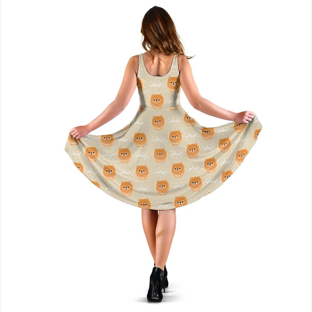 Pomeranian Dog Print Pattern Dress-grizzshop