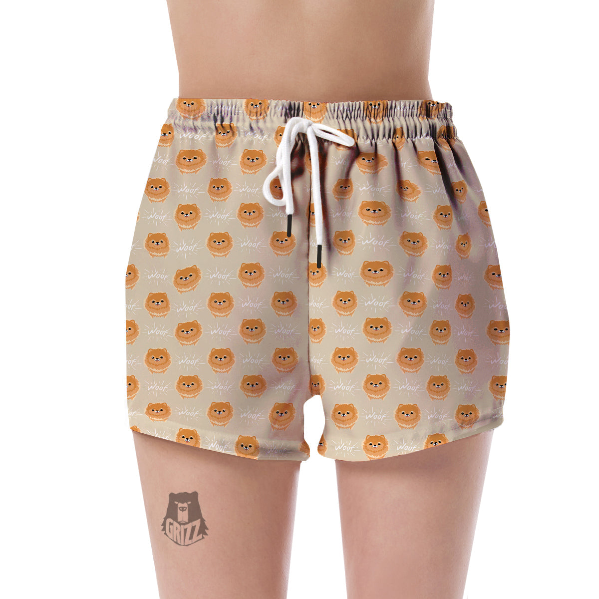 Pomeranian Dog Print Pattern Women's Shorts-grizzshop