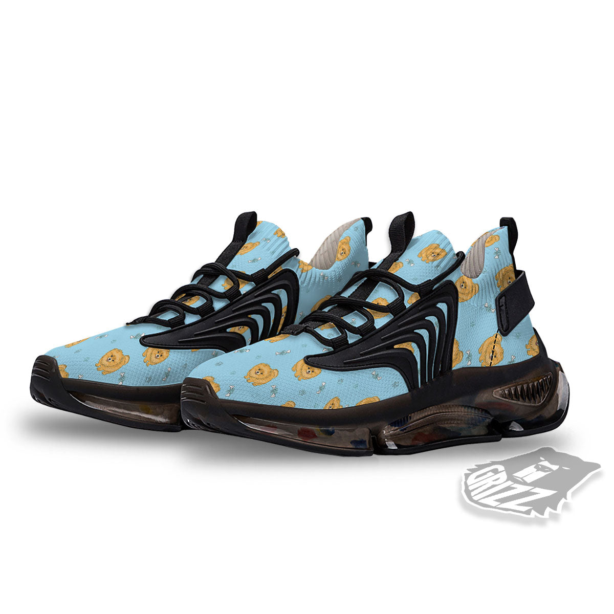 Pomeranian Little Print Pattern Black Gym Shoes-grizzshop