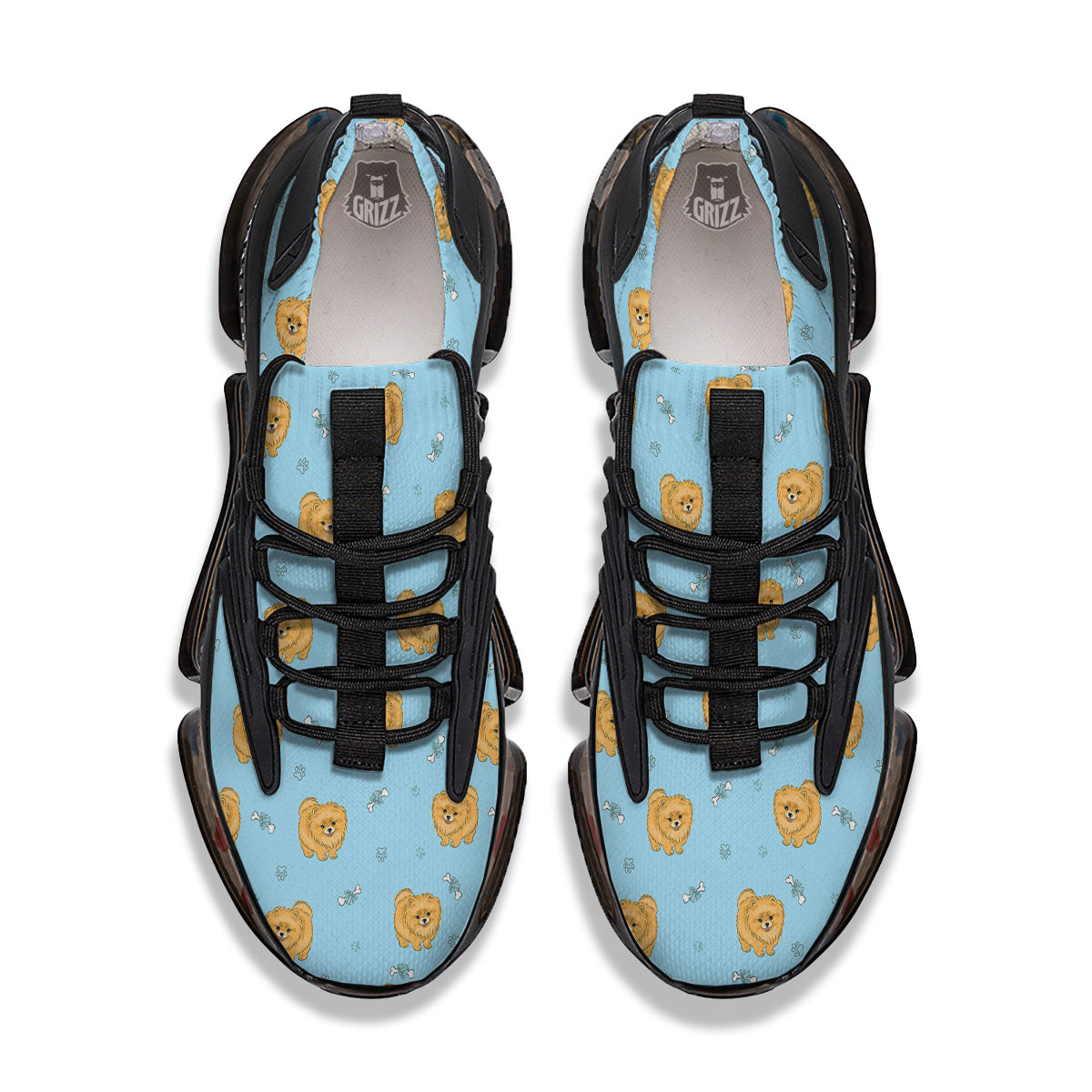 Pomeranian Little Print Pattern Black Gym Shoes-grizzshop