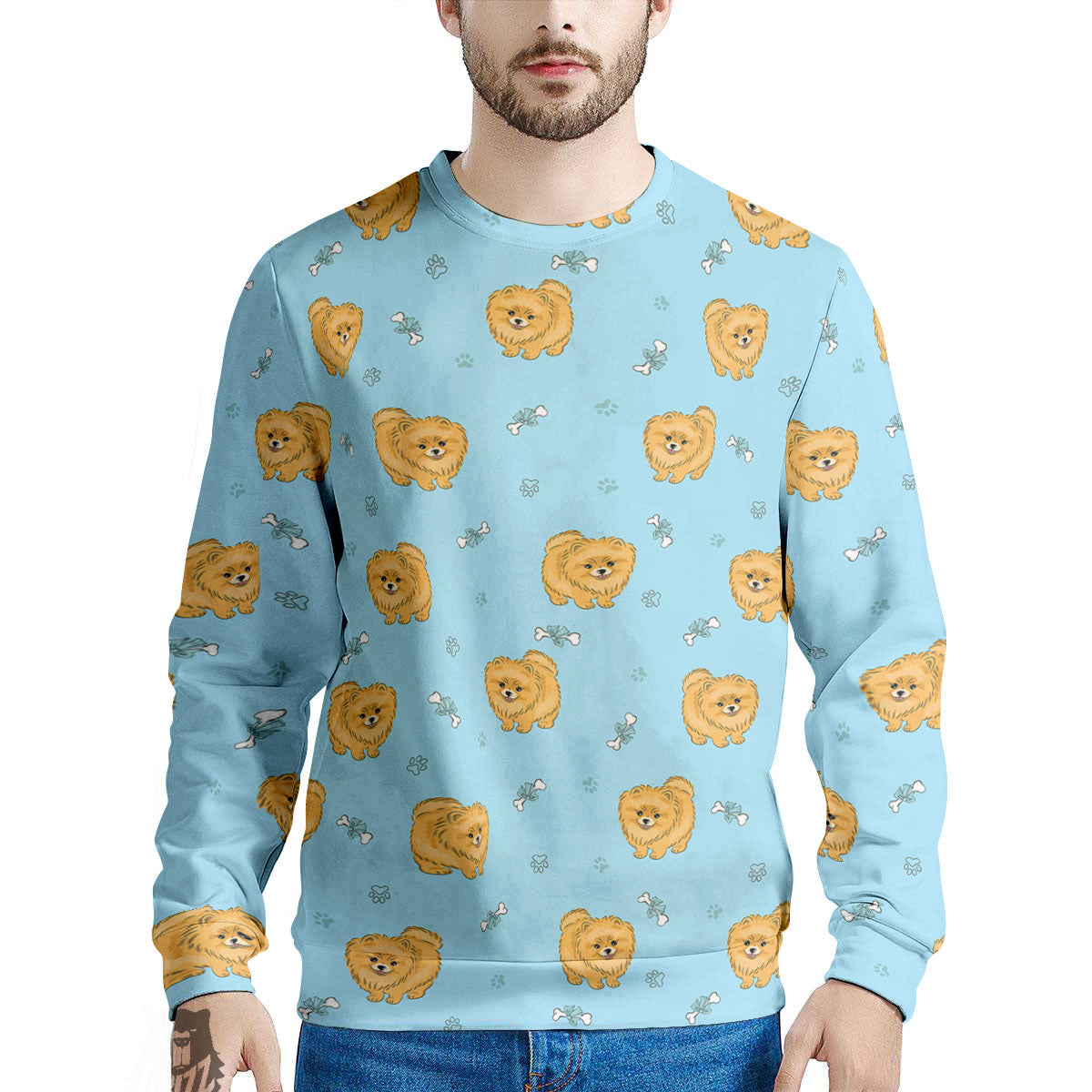 Pomeranian Little Print Pattern Men's Sweatshirt-grizzshop