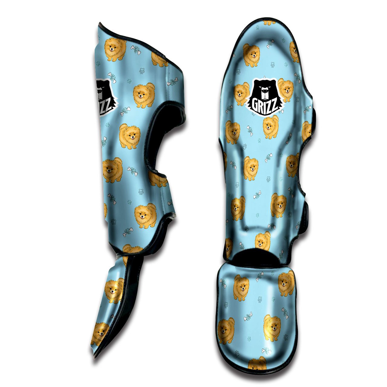 Pomeranian Little Print Pattern Muay Thai Shin Guards-grizzshop