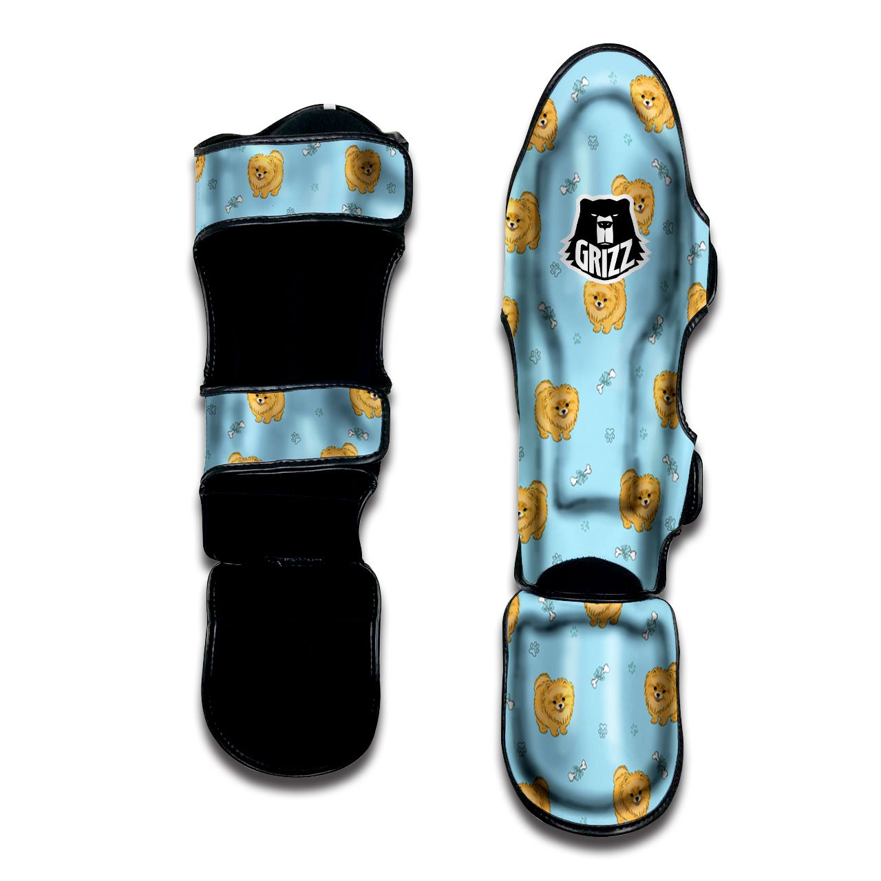 Pomeranian Little Print Pattern Muay Thai Shin Guards-grizzshop