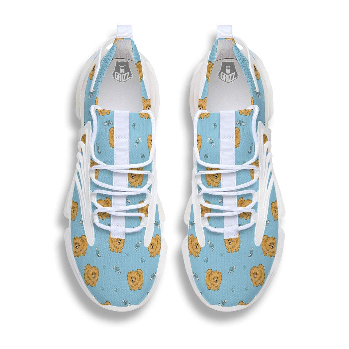 Pomeranian Little Print Pattern White Gym Shoes-grizzshop