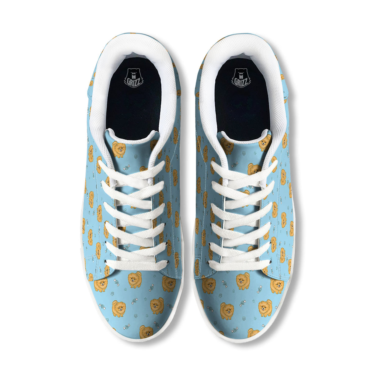 Pomeranian Little Print Pattern White Low Top Sneakers-grizzshop