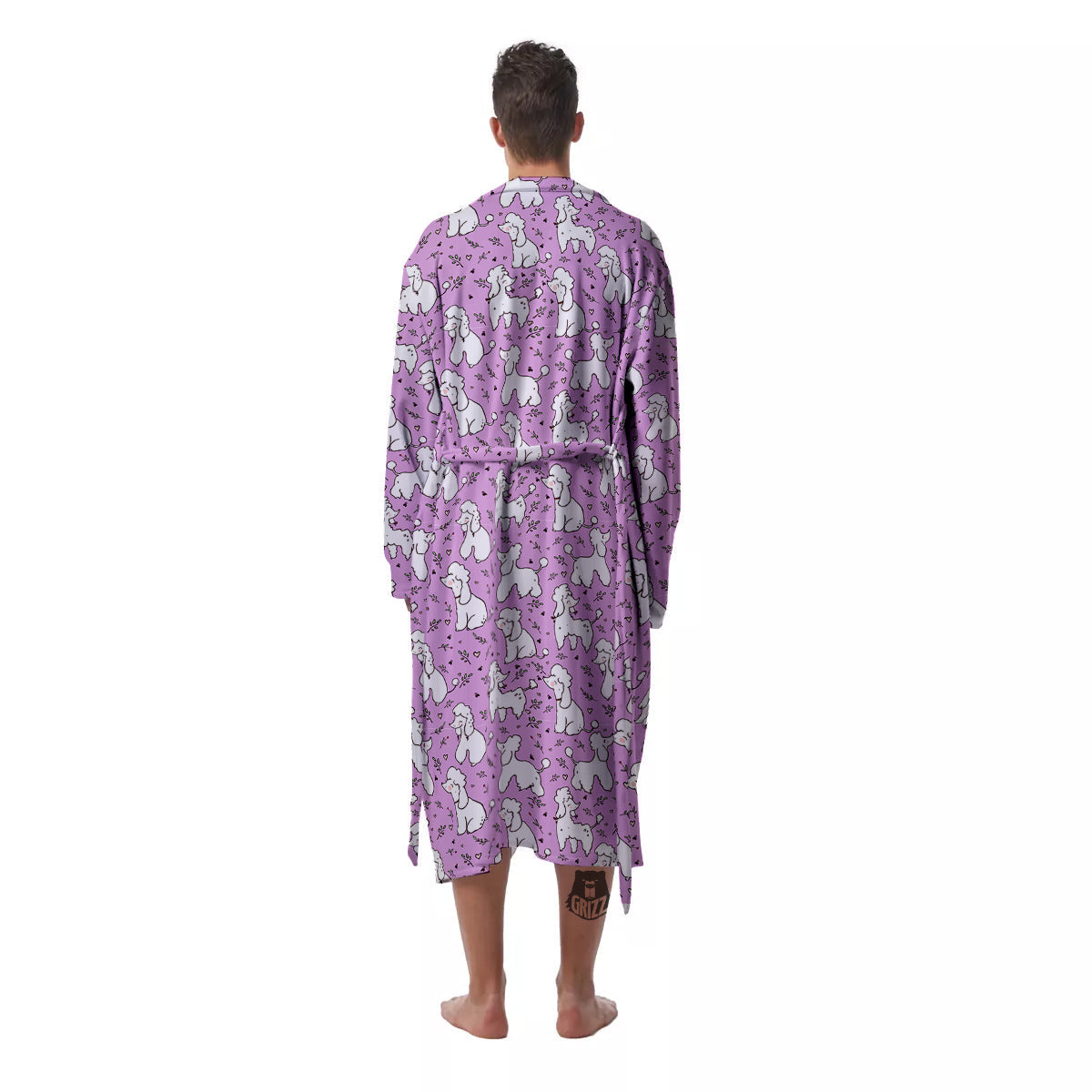 Poodle Cute Print Pattern Men's Robe-grizzshop