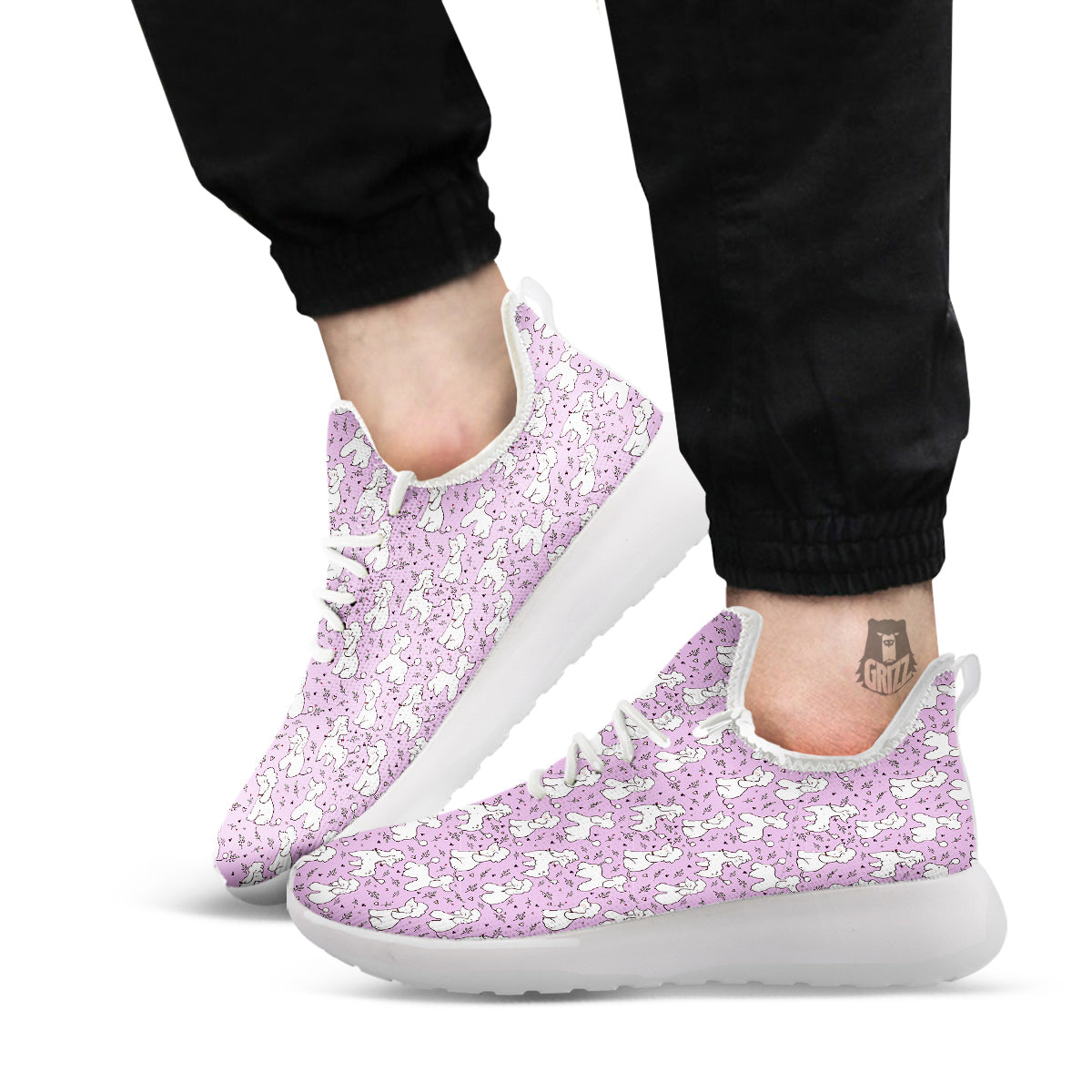 Poodle Cute Print Pattern White Athletic Shoes-grizzshop