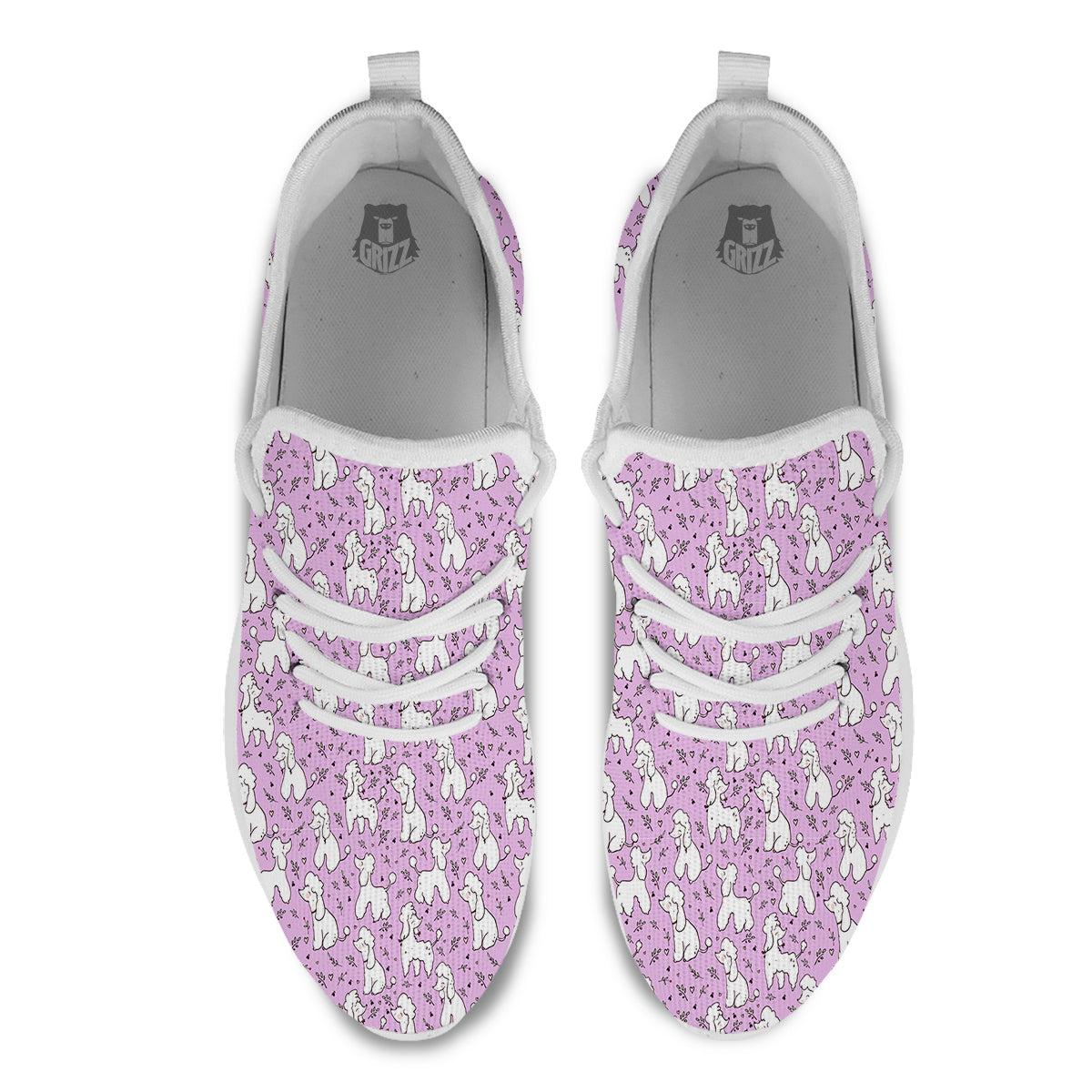 Poodle Cute Print Pattern White Athletic Shoes-grizzshop