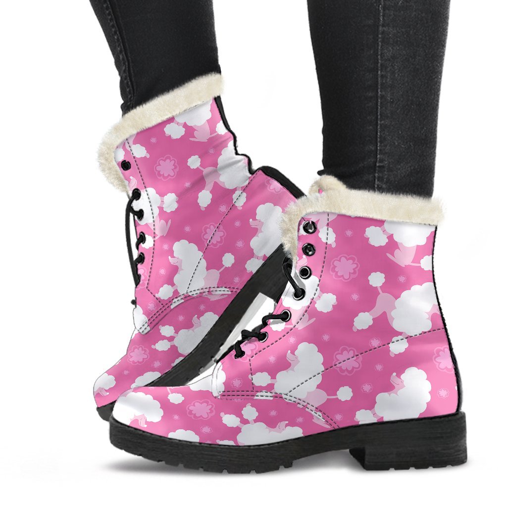 Poodle Dog Pattern Print Comfy Winter Boots-grizzshop