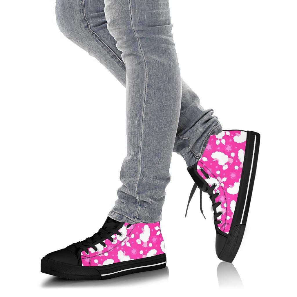 Poodle Dog Pattern Print Men Women's High Top Shoes-grizzshop