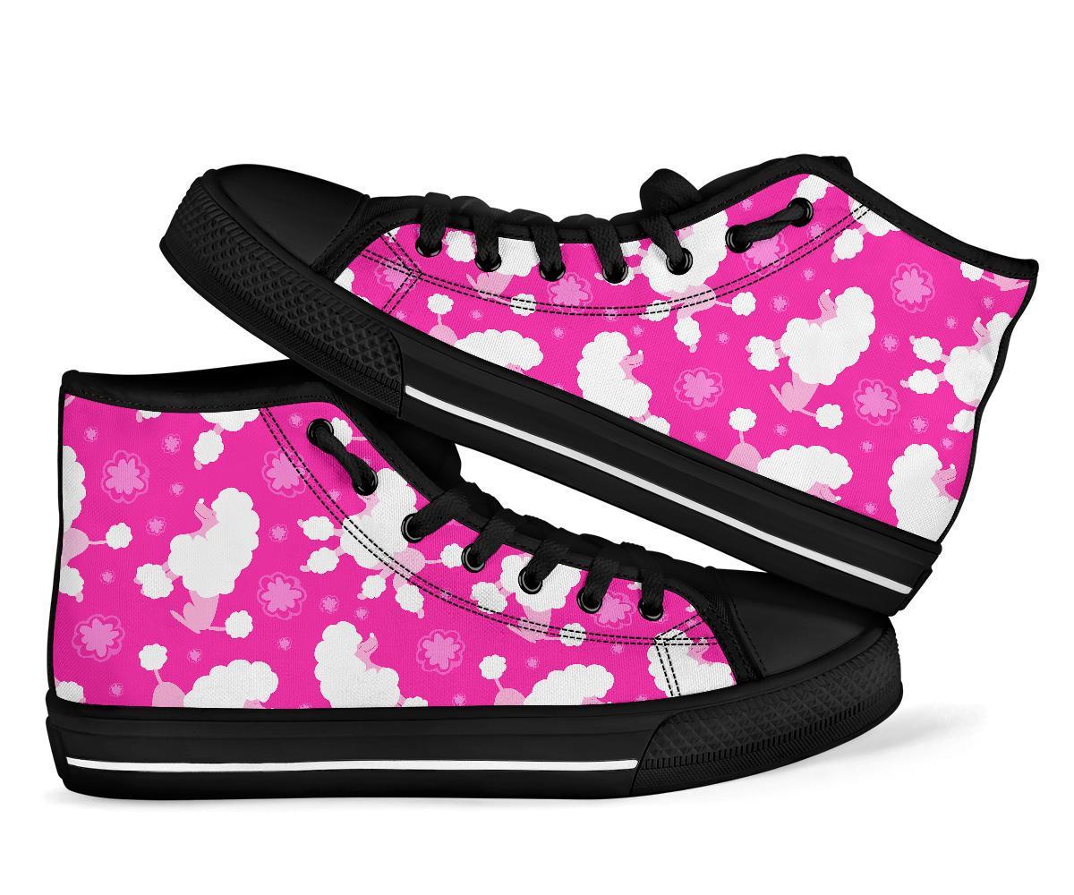 Poodle Dog Pattern Print Men Women's High Top Shoes-grizzshop