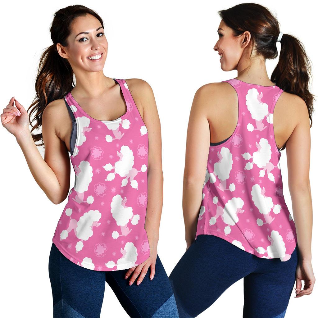 Poodle Dog Pattern Print Women's Racerback Tank Tops-grizzshop