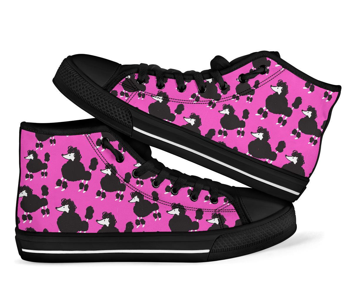 Poodle Dog Print Pattern Men Women's High Top Shoes-grizzshop
