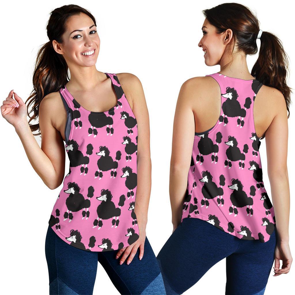 Poodle Dog Print Pattern Women's Racerback Tank Tops-grizzshop
