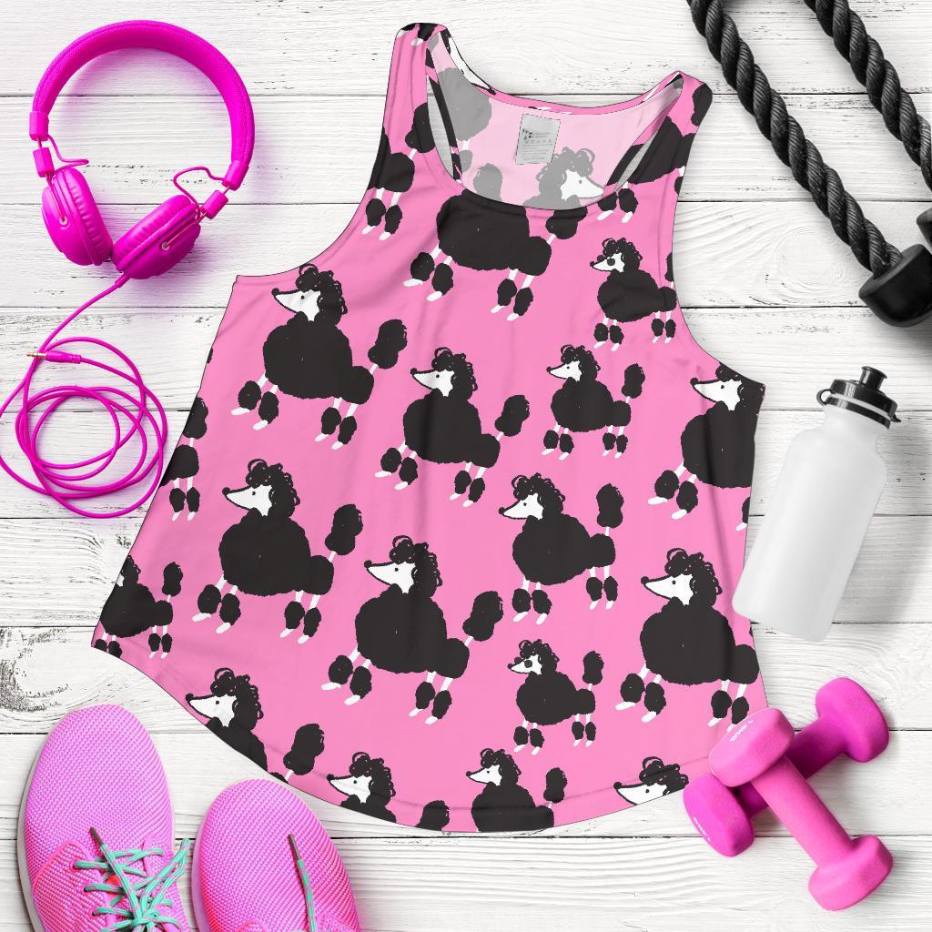 Poodle Dog Print Pattern Women's Racerback Tank Tops-grizzshop