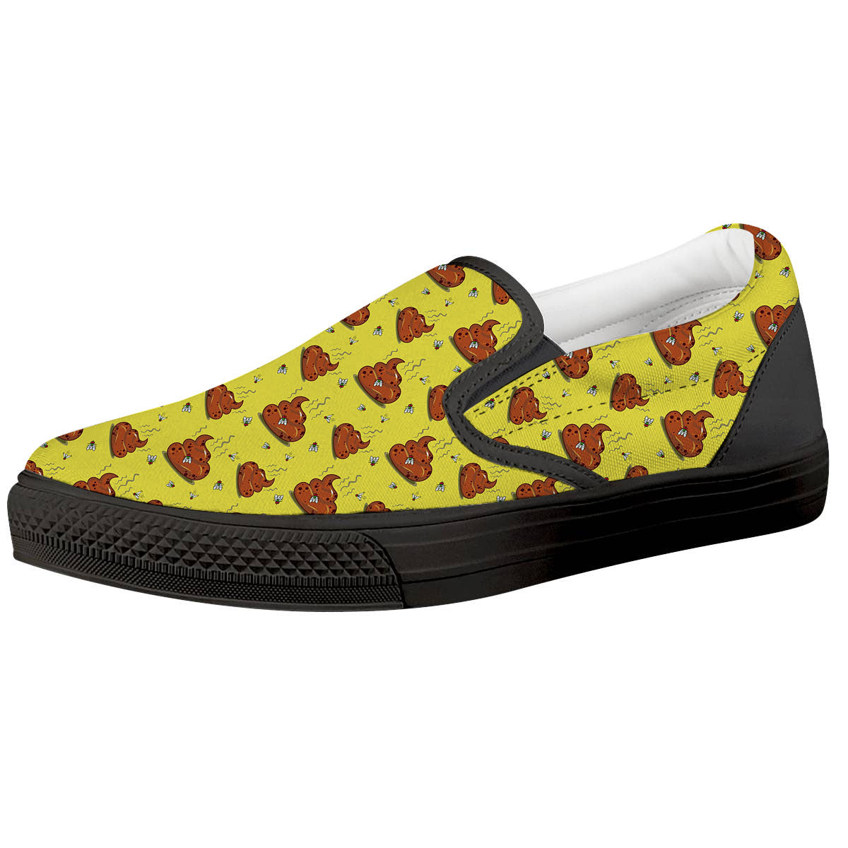 Poop Brown Print Pattern Black Slip On Shoes-grizzshop