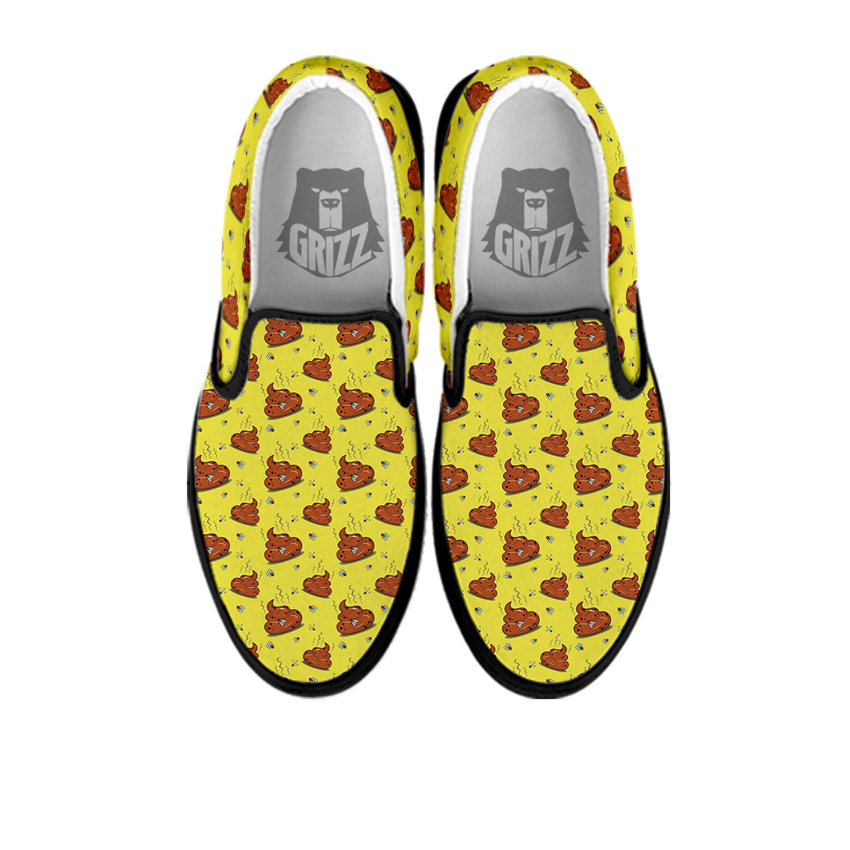 Poop Brown Print Pattern Black Slip On Shoes-grizzshop