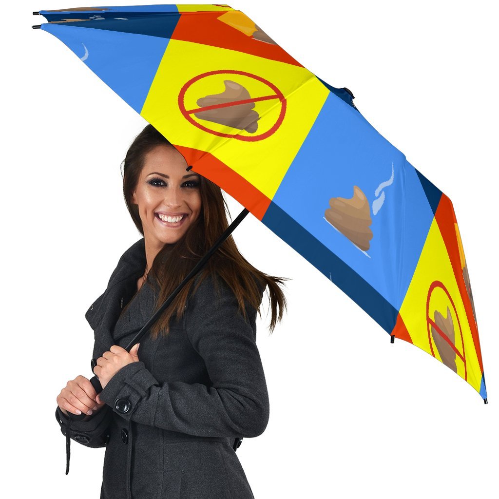 Poop Emoji Pattern Print Automatic Foldable Umbrella-grizzshop