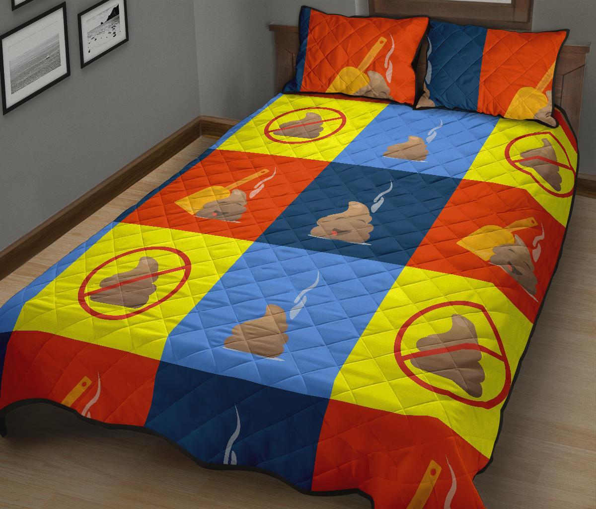 Poop Emoji Pattern Print Bed Set Quilt-grizzshop