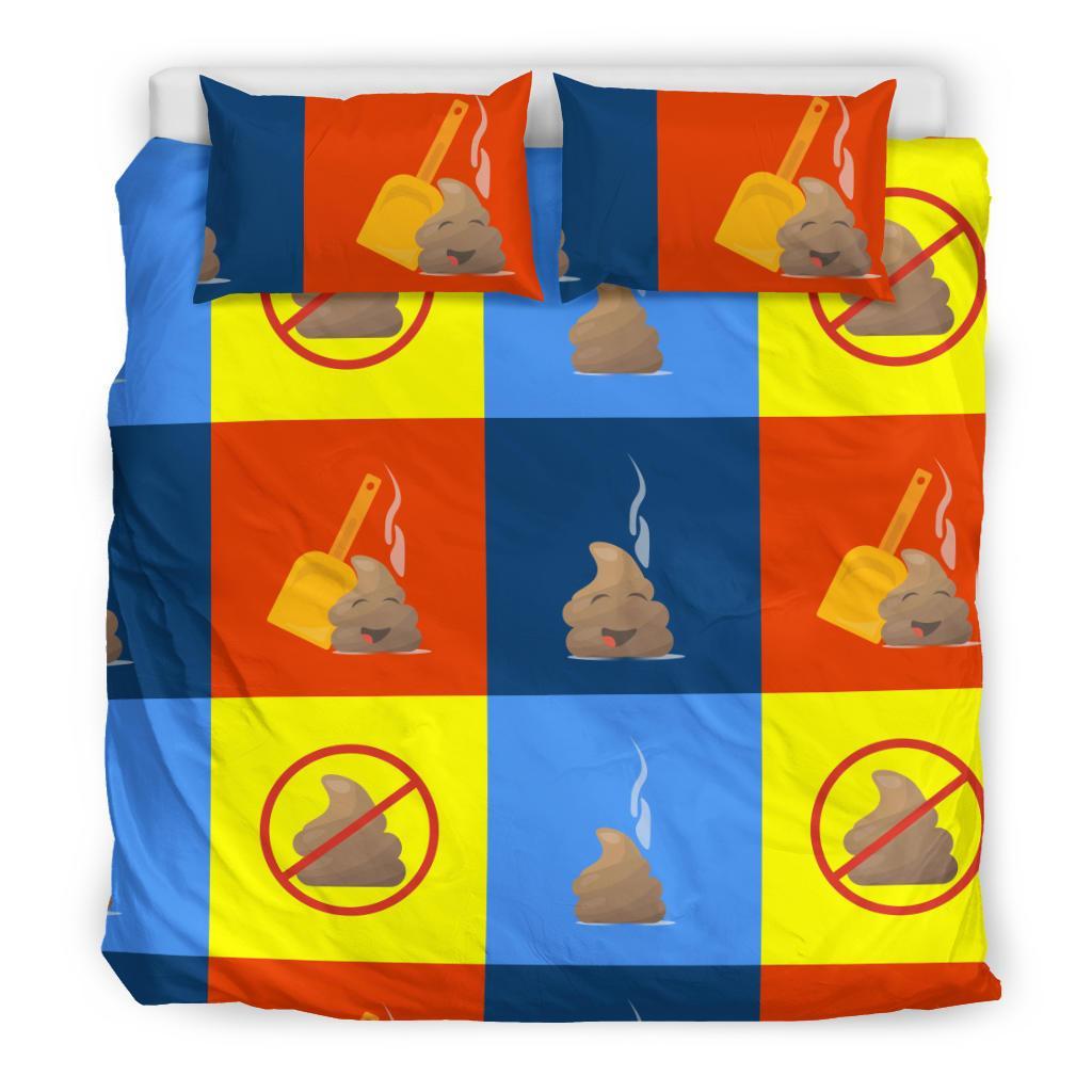 Poop Emoji Pattern Print Duvet Cover Bedding Set-grizzshop