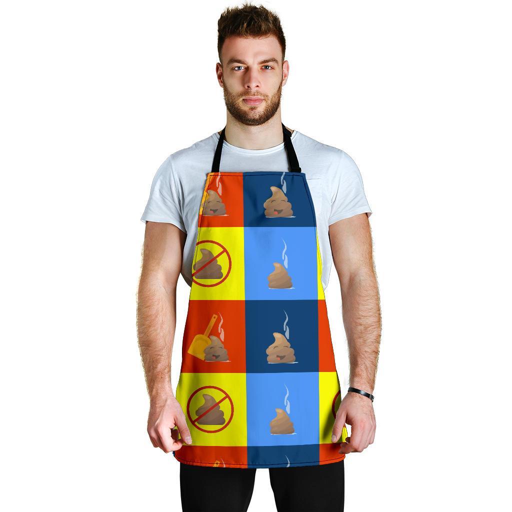 Poop Emoji Pattern Print Men's Apron-grizzshop