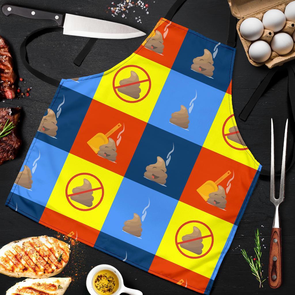 Poop Emoji Pattern Print Men's Apron-grizzshop