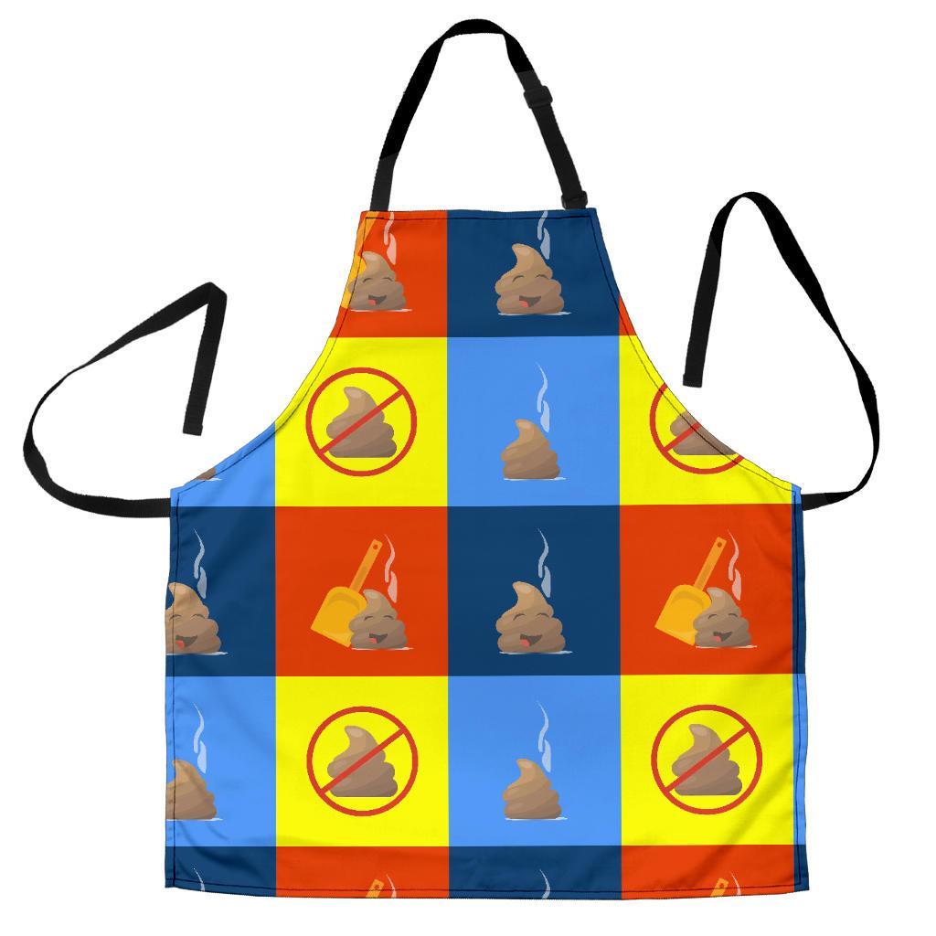 Poop Emoji Pattern Print Men's Apron-grizzshop